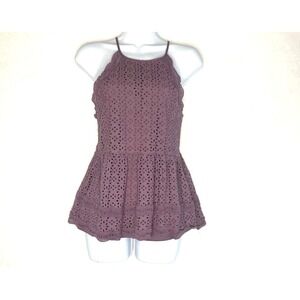Atar'd state Purple eyelet babydoll top L 100% Cotton Boho Cottage Core‎ Prairie